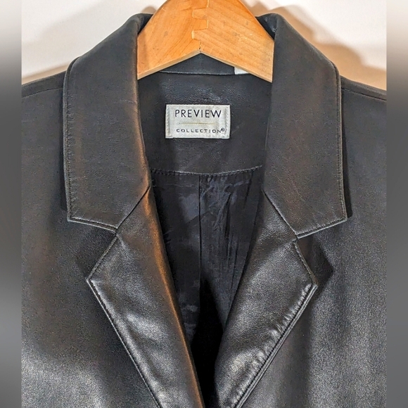 Preview Collection Genuine Lamb Skin Leather Button Up Jacket Blazer Size Large - Picture 3 of 13